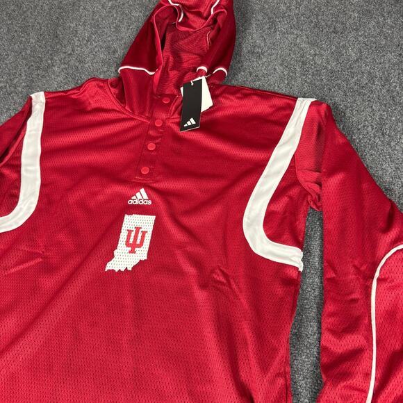 Adidas Indiana Hoosiers Red Hoodie Mesh Mens Size M Football Basketball HN7662 - Picture 2 of 11